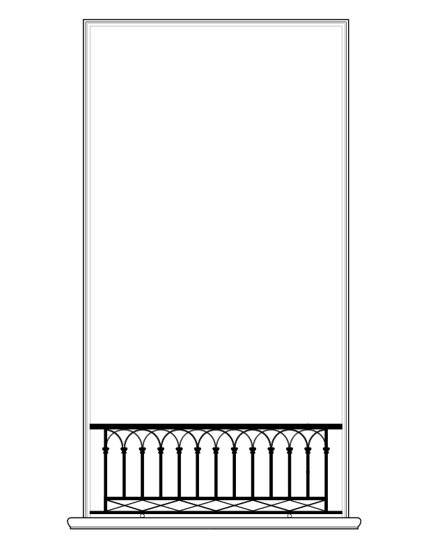 SECOND FLOOR IRON BALCONY RAILS IN WINDOWS A