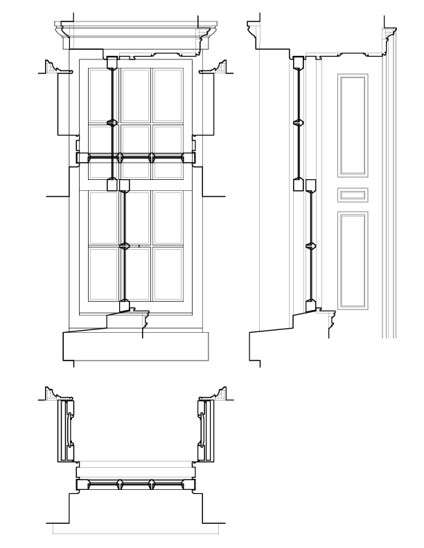 SECOND FLOOR WINDOW ELEVATION AND SECTION