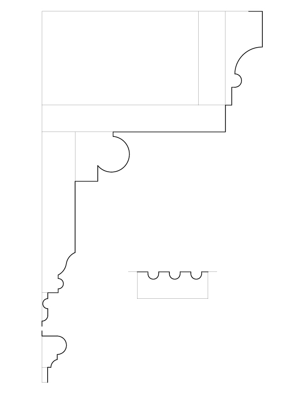 FIRST AND SECOND FLOOR STAIR HALL CORNICE MOULDING DETAILS