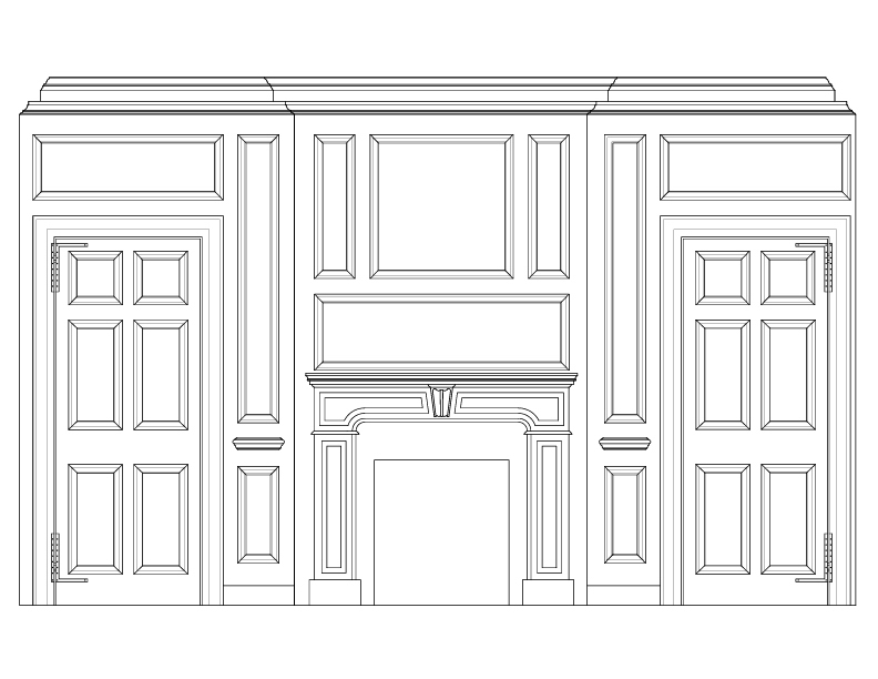 SOUTH PARLOR SOUTH WALL ELEVATION