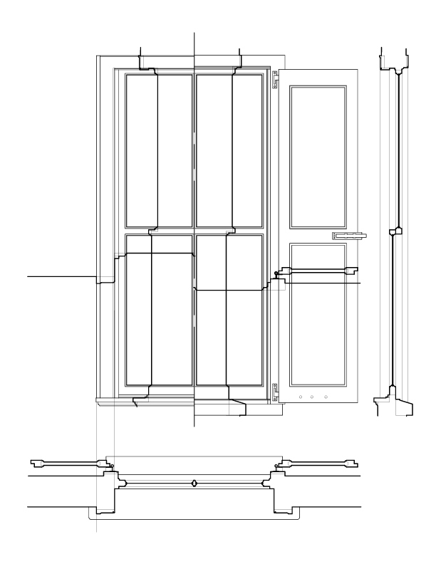 NORTHWEST WINDOW ELEVATION AND SECTION
