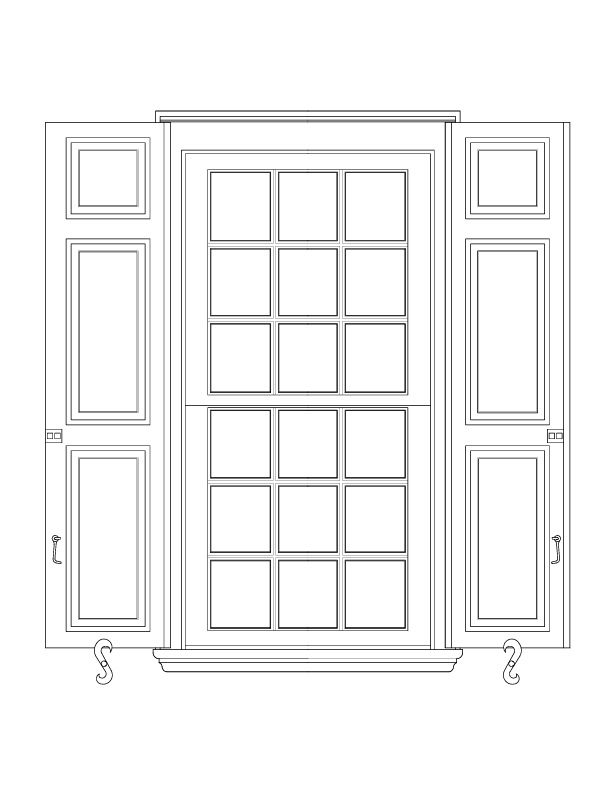 NORTHWEST EXTERIOR WINDOW ELEVATION