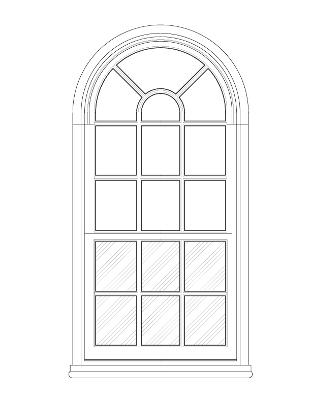STAIR HALL ARCHED INTERIOR WINDOW ELEVATION