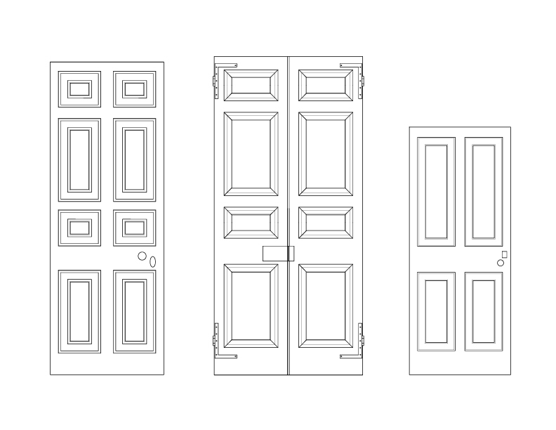 CENTRAL HALL DOORS AND NORTHWEST BEDROOM DOOR ELEVATION