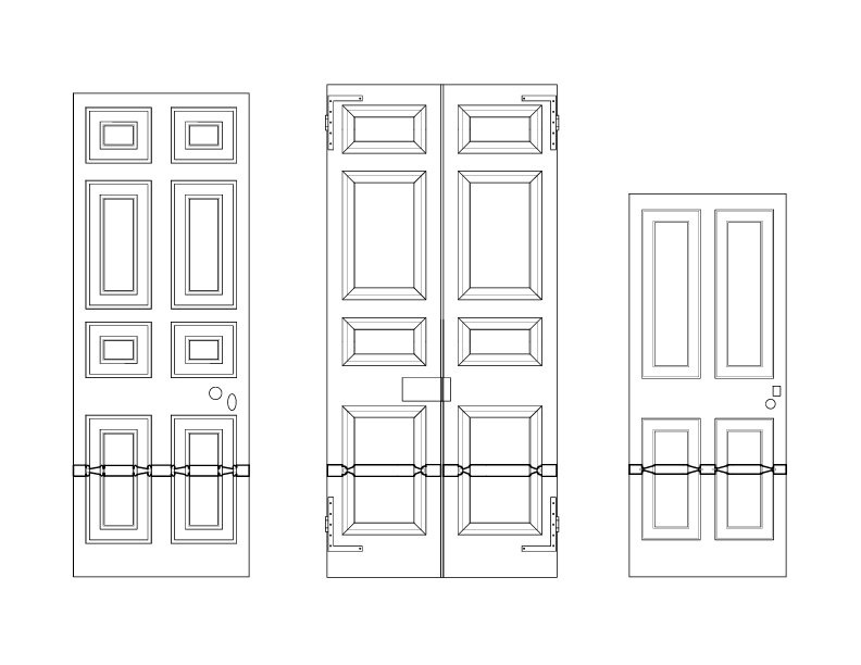 CENTRAL HALL DOORS AND NORTHWEST BEDROOM DOOR ELEVATION