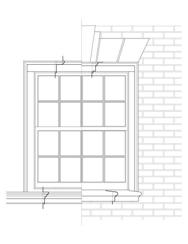 THIRD FLOOR WINDOW ELEVATION AND SECTION