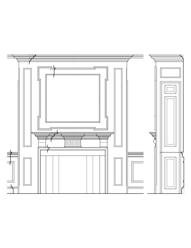 PARLOR MANTEL ELEVATION AND SECTION