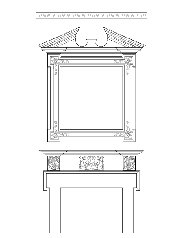 WALL A FIREPLACE ELEVATION
