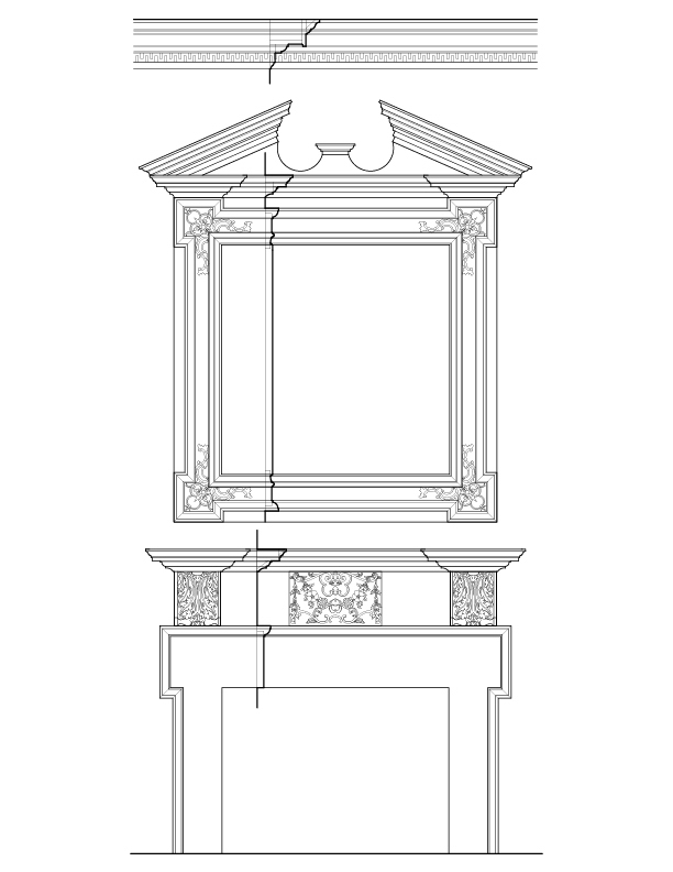 WALL A FIREPLACE ELEVATION