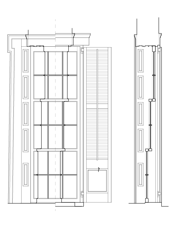 WINDOW C ELEVATION AND SECTION