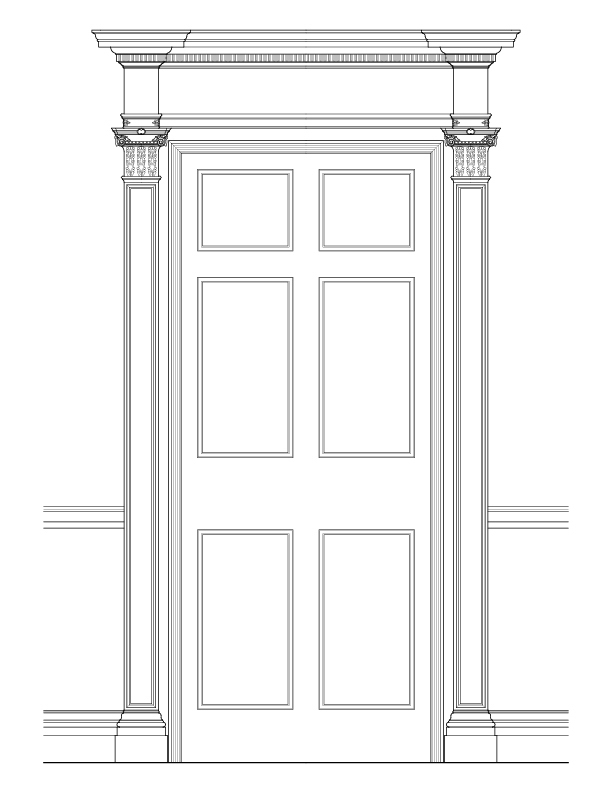ENTRANCE HALL TO RECEPTION DOOR ELEVATION