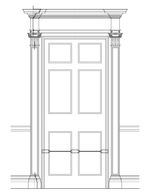 ENTRANCE HALL TO RECEPTION DOOR ELEVATION