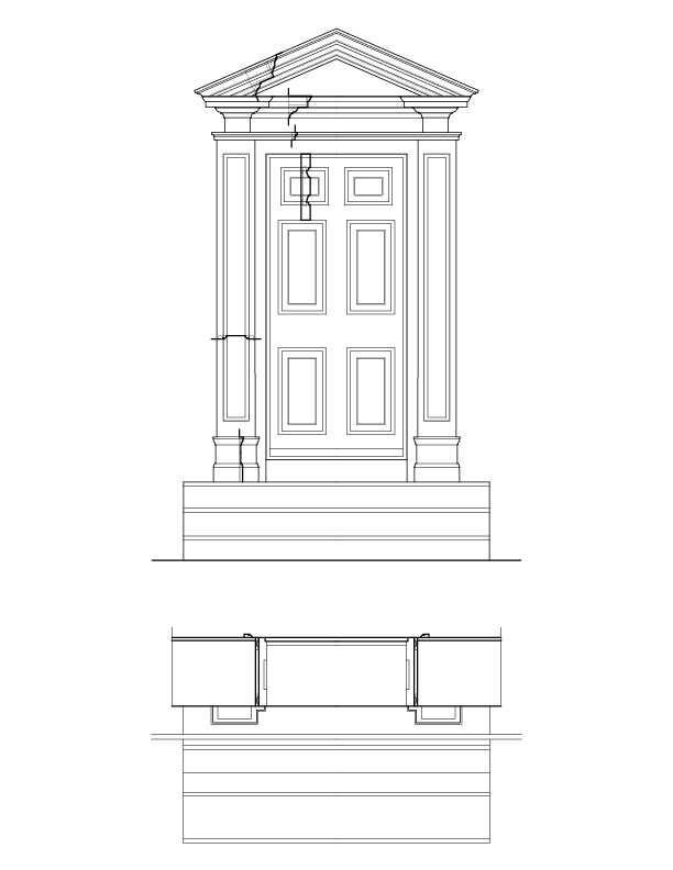 REAR DOOR ELEVATION AND PLAN