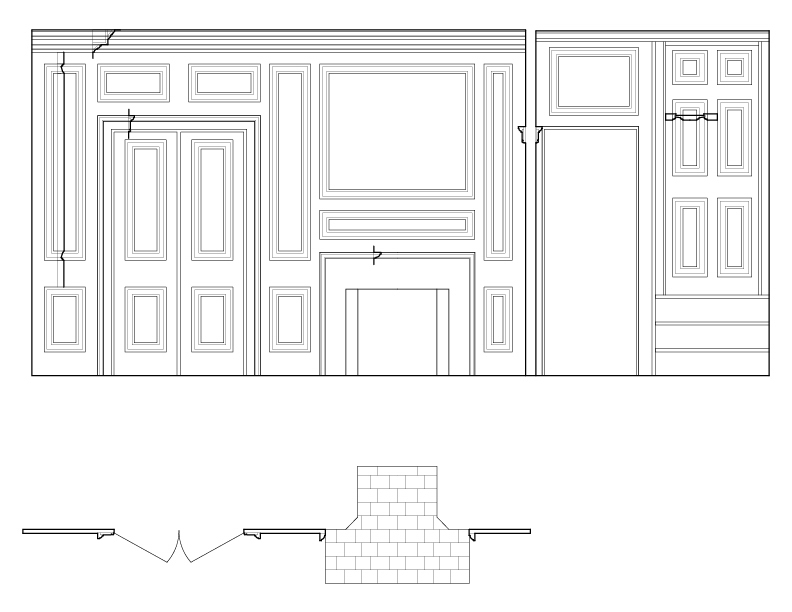 SECOND FLOOR BEDROOM SOUTH WALL ELEVATION AND PLAN
