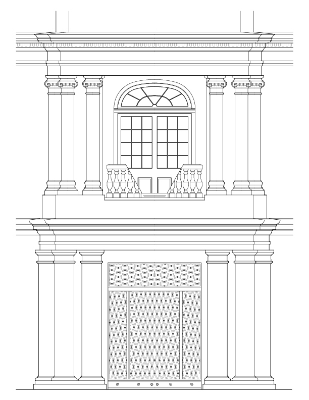 SOUTHEAST ENTRANCE ELEVATION