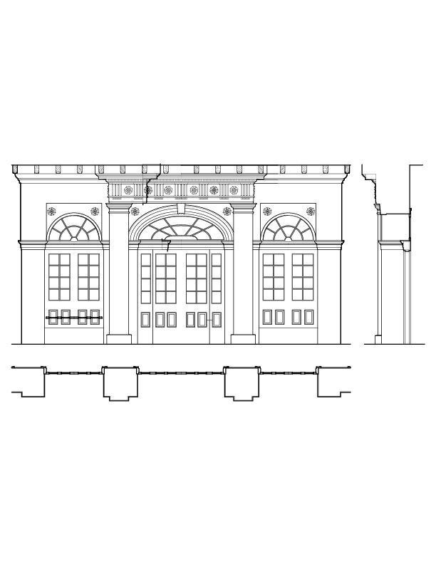 FRONT ENTRANCE DETAILS AND PLAN