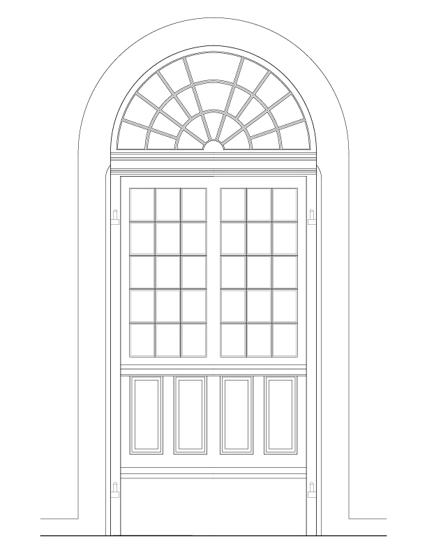 DOOR BETWEEN ROOM NO. 1 & LOGGIA OUTSIDE ELEVATION