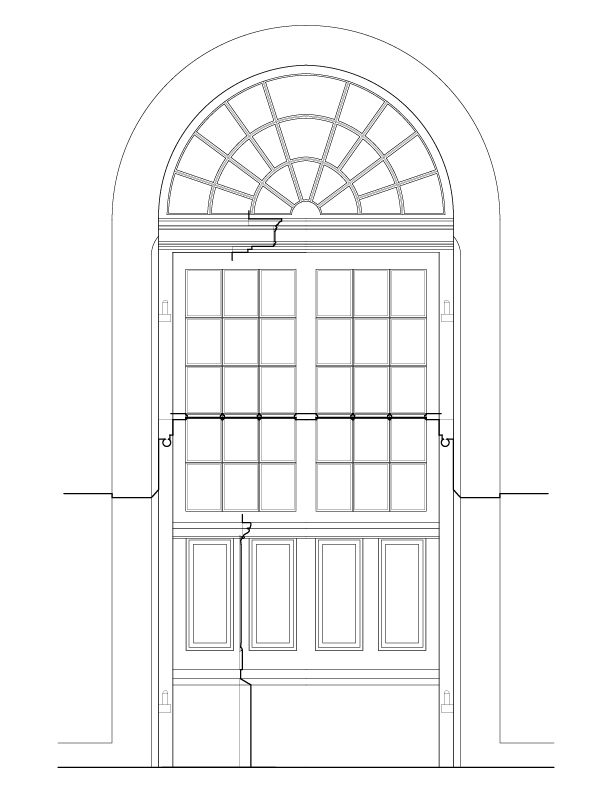 DOOR BETWEEN ROOM NO. 1 & LOGGIA OUTSIDE ELEVATION