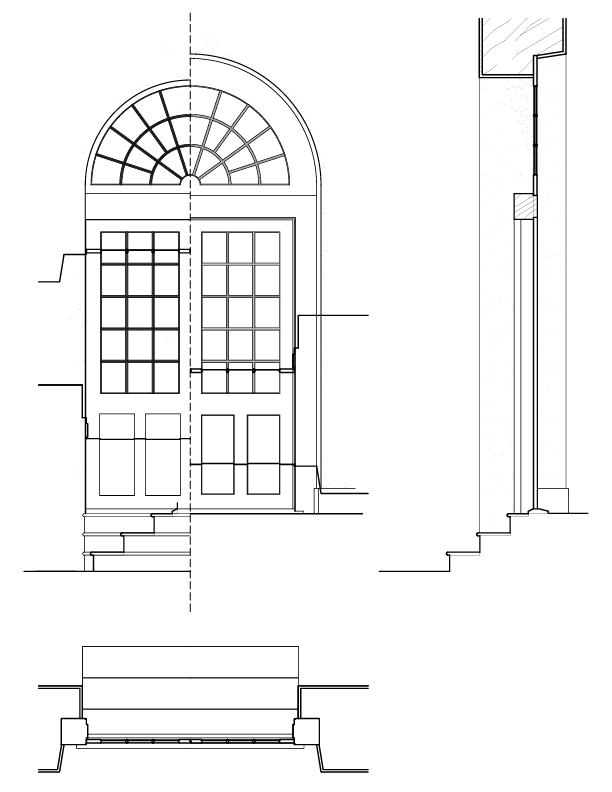 DOOR BETWEEN ROOM NO. 1 & CORRIDOR ELEVATION AND SECTION