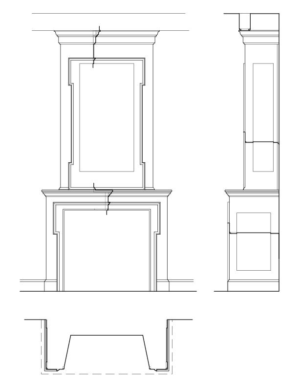 ROOM 203 MANTEL ELEVATION AND SECTION