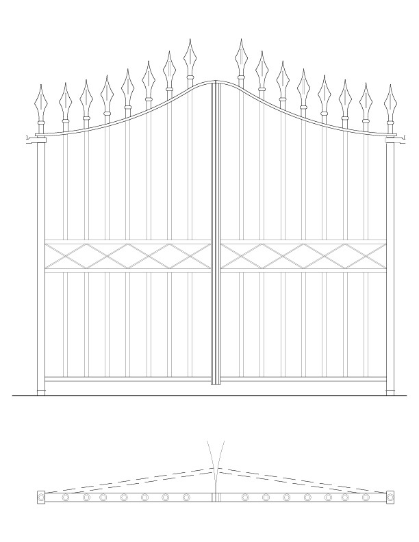 DETAILS OF GATE AT PORTE COCHERE
