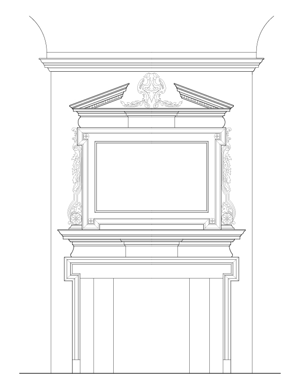 SOUTH ROOM FIREPLACE ELEVATION