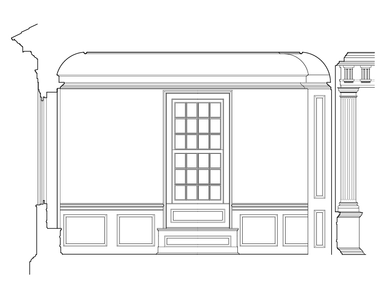 LIVING ROOM WEST WALL ELEVATION