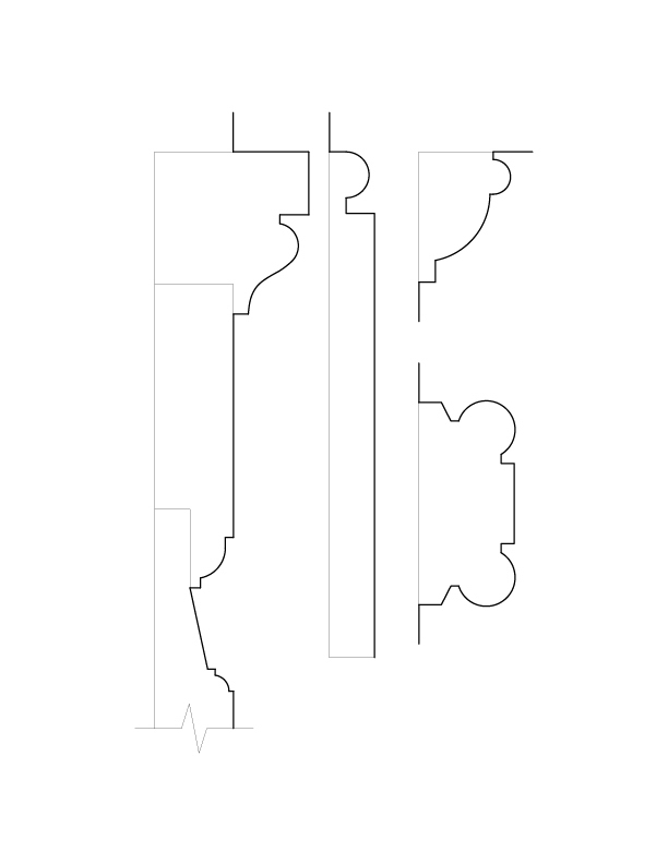 DINING ROOM SOUTHWEST WALL MOULDINGS