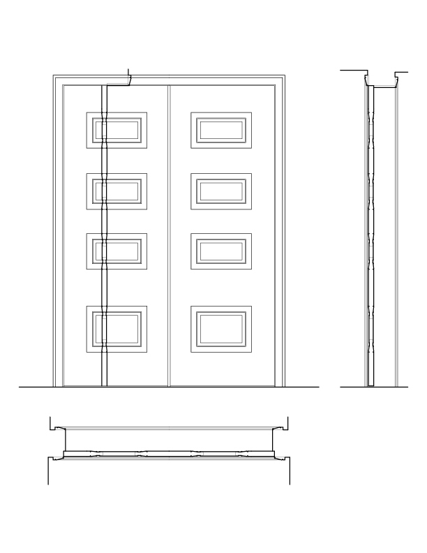 STAIR HALL DOOR ELEVATIONS AND PLAN
