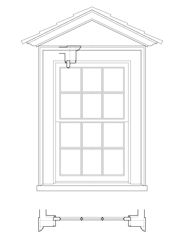 SOUTH DORMER WINDOW ELEVATION AND PLAN