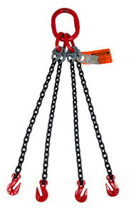 Chain Sling - 9/32" x 5' Quad Leg with Grab Hooks - Grade 80 Chain Sling - 9/32" x 5' Quad Leg with Grab Hooks - Grade 80