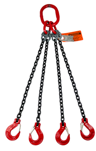 Chain Sling - 5/16" x 5' Quad Leg with Sling Hooks - Grade 80 Chain Sling - 5/16" x 5' Quad Leg with Sling Hooks - Grade 80