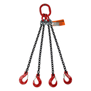 Chain Sling - 9/32" x 5' Quad Leg with Sling Hooks - Grade 80 - Main