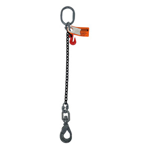 Chain Sling - 5/16" x 10' Single Leg with Swivel Positive Locking Hook and Adjuster - Grade 80 - Main