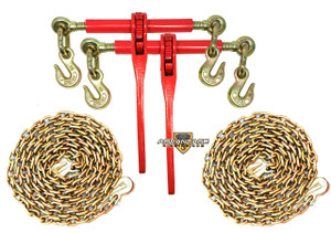 5/16" Transport Hauling Load Package - (2) Ratchet Binders - (2) 20' Foot Chains 5/16" Transport Hauling Load Package - (2) Ratchet Binders - (2) 20' Foot Chains