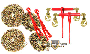 3/8 Transport Package - (2) Lever & Ratchet Binders - (2) 10' & 20' Foot Chains 3/8 Transport Package - (2) Lever & Ratchet Binders - (2) 10' & 20' Foot Chains