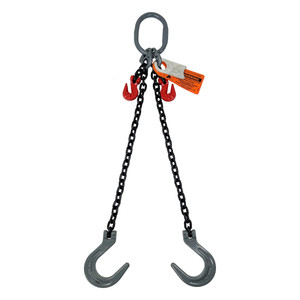 Chain Sling - 9/32" x 6' Double Leg with Foundry Hook and Adjuster - Grade 80 - Main