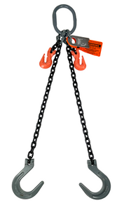 Chain Sling - 5/16" x 10' Double Leg with Foundry Hook and Adjuster - Grade 100 Chain Sling - 5/16" x 10' Double Leg with Foundry Hook and Adjuster - Grade 100