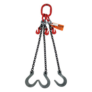 Chain Sling - 9/32" x 5' Triple Leg with Foundry Hook and Adjuster - Grade 80 - Main
