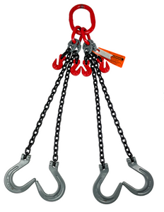 Chain Sling - 9/32" x 5' Quad Leg with Foundry Hook and Adjuster - Grade 80 Chain Sling - 9/32" x 5' Quad Leg with Foundry Hook and Adjuster - Grade 80