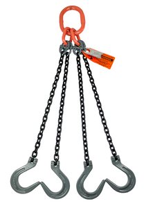 Chain Sling - 9/32" x 5' Quad Leg with Foundry Hook - Grade 100 Chain Sling - 9/32" x 5' Quad Leg with Foundry Hook - Grade 100
