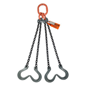 Chain Sling - 5/16" x 10' Quad Leg with Foundry Hook - Grade 100 - Main