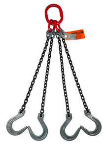 Chain Sling - 3/8" x 5' Quad Leg with Foundry Hook - Grade 80 Chain Sling - 3/8" x 5' Quad Leg with Foundry Hook - Grade 80