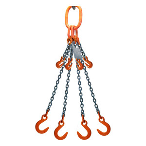 Chain Sling - 5/8" x 6' Quad Leg with Foundry Hook and Adjuster - Grade 80 - Main