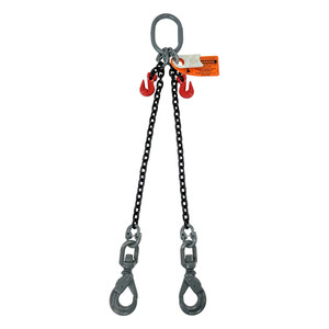 Chain Sling - 5/8" x 10' Double Leg with Swivel Positive Locking Hooks and Adjusters - Grade 80 - Main
