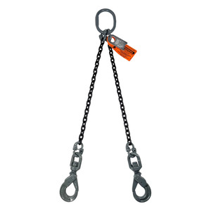 Chain Sling - 1/2" x 10' Double Leg with Swivel Positive Locking Hooks - Grade 100 - Main