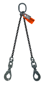 Chain Sling - 9/32" x 10' Double Leg with Swivel Positive Locking Hooks - Grade 100 Chain Sling - 9/32" x 10' Double Leg with Swivel Positive Locking Hooks - Grade 100