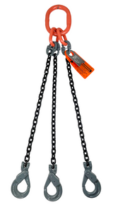 Chain Sling - 9/32" x 5' Triple Leg with Positive Locking Hooks - Grade 100 Chain Sling - 9/32" x 5' Triple Leg with Positive Locking Hooks - Grade 100