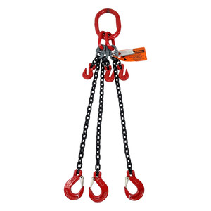 Chain Sling - 5/16" x 10' Triple Leg with Sling Hooks and Adjusters - Grade 80 - Main