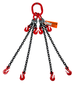 Chain Sling - 5/16" x 5' Quad Leg with Grab Hook and Adjusters - Grade 80 Chain Sling - 5/16" x 5' Quad Leg with Grab Hook and Adjusters - Grade 80